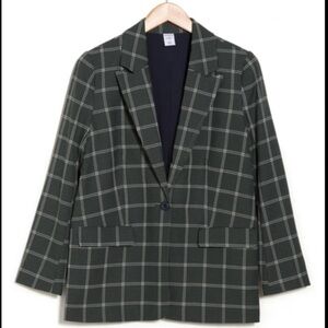 Melrose and Market Plaid Blazer in Black Green and White Size 3X